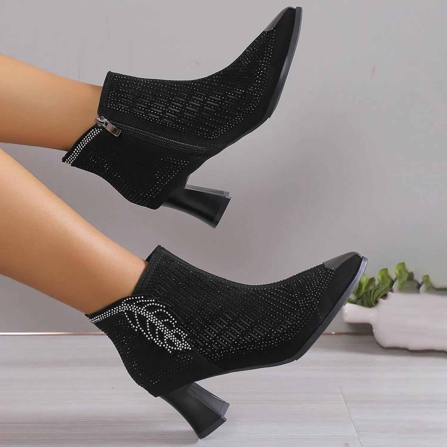 Ankle Boots For Women Low Heel Womens Booties Fall 2023 Chelsea Boots Women Low Heel Point Toe Shoes Ankle Wide Calf Combat