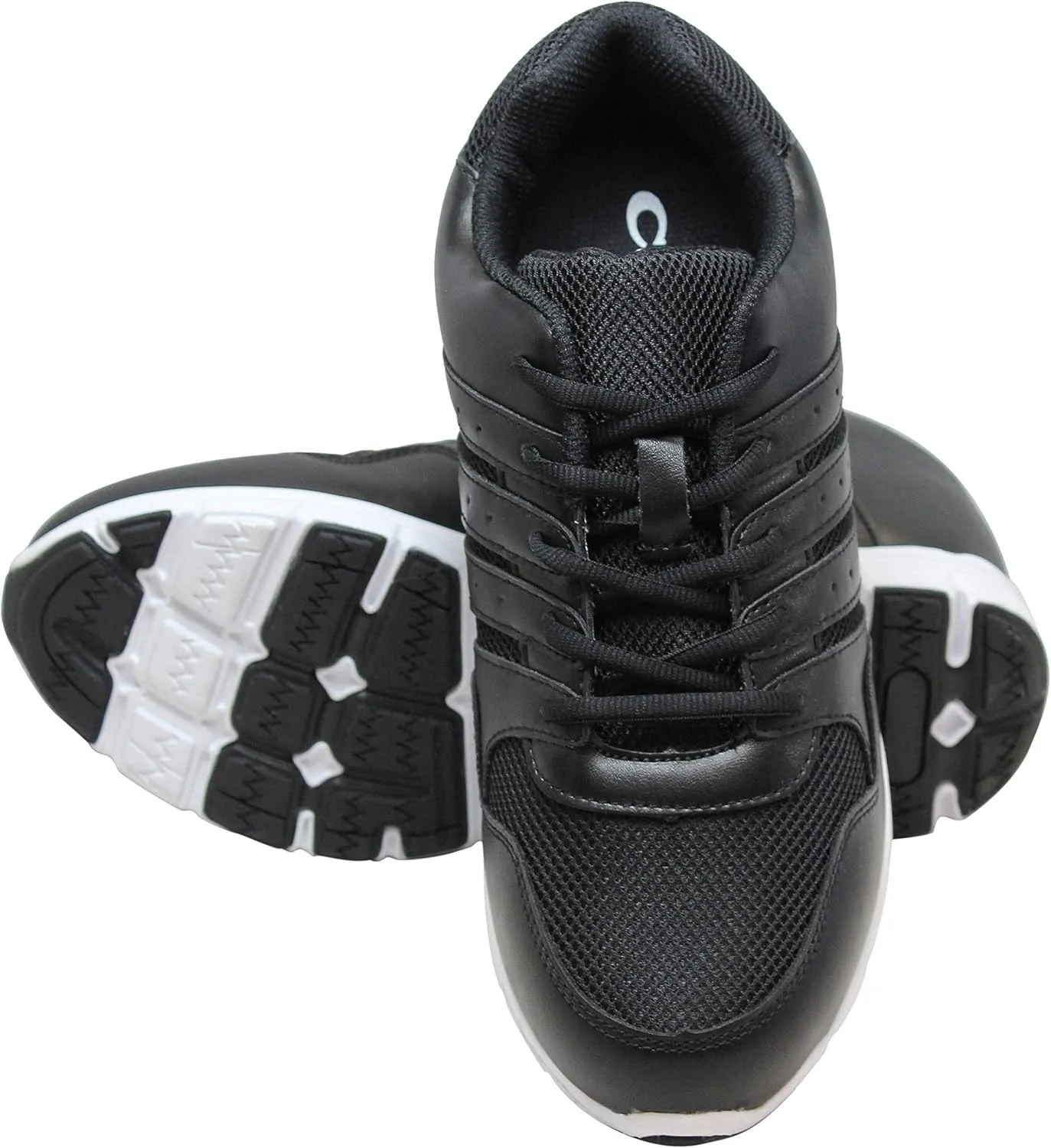 CALTO Men's Invisible Height Increasing Elevator Shoes - Black Leather/Mesh Lace-up Lightweight Sporty Trainer Sneakers - 3.2 Inches Taller - G8817 - Size 10 D(M) US