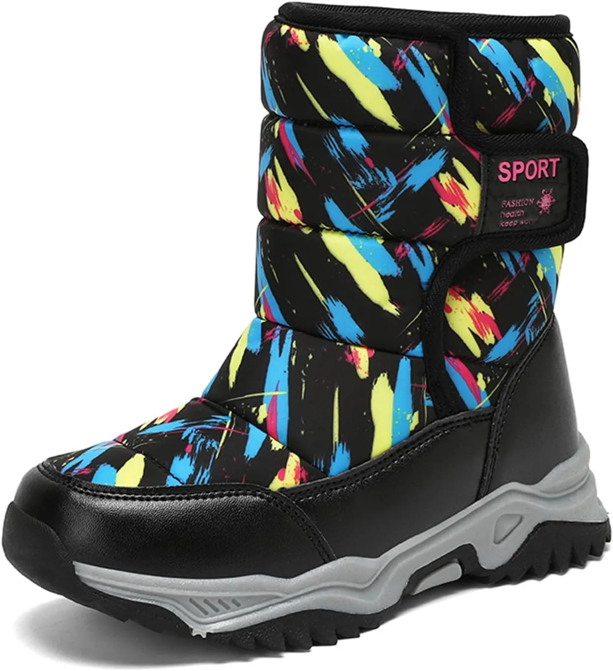 CERYTHRINA Girls Boys Snow Boots Kids Outdoor Winter Shoes Warm Fur Lined Hight-Cut for Outdoor Skiing Bootie