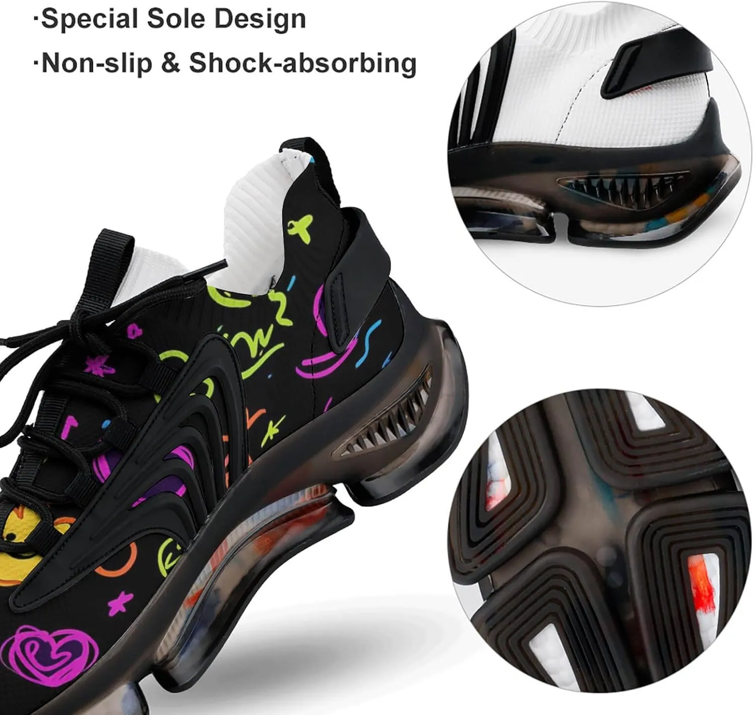 Cute Y2K Graffiti Mens Running Shoes Breathable Sneakers Non-Slip Sports Walking Shoe