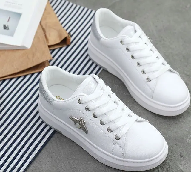 Fashion Breathable PU Leather Platform Sneakers