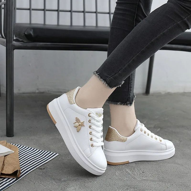 Fashion Breathable PU Leather Platform Sneakers