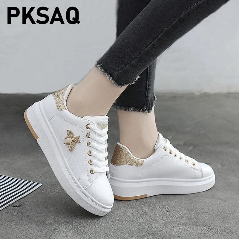 Fashion Breathable PU Leather Platform Sneakers