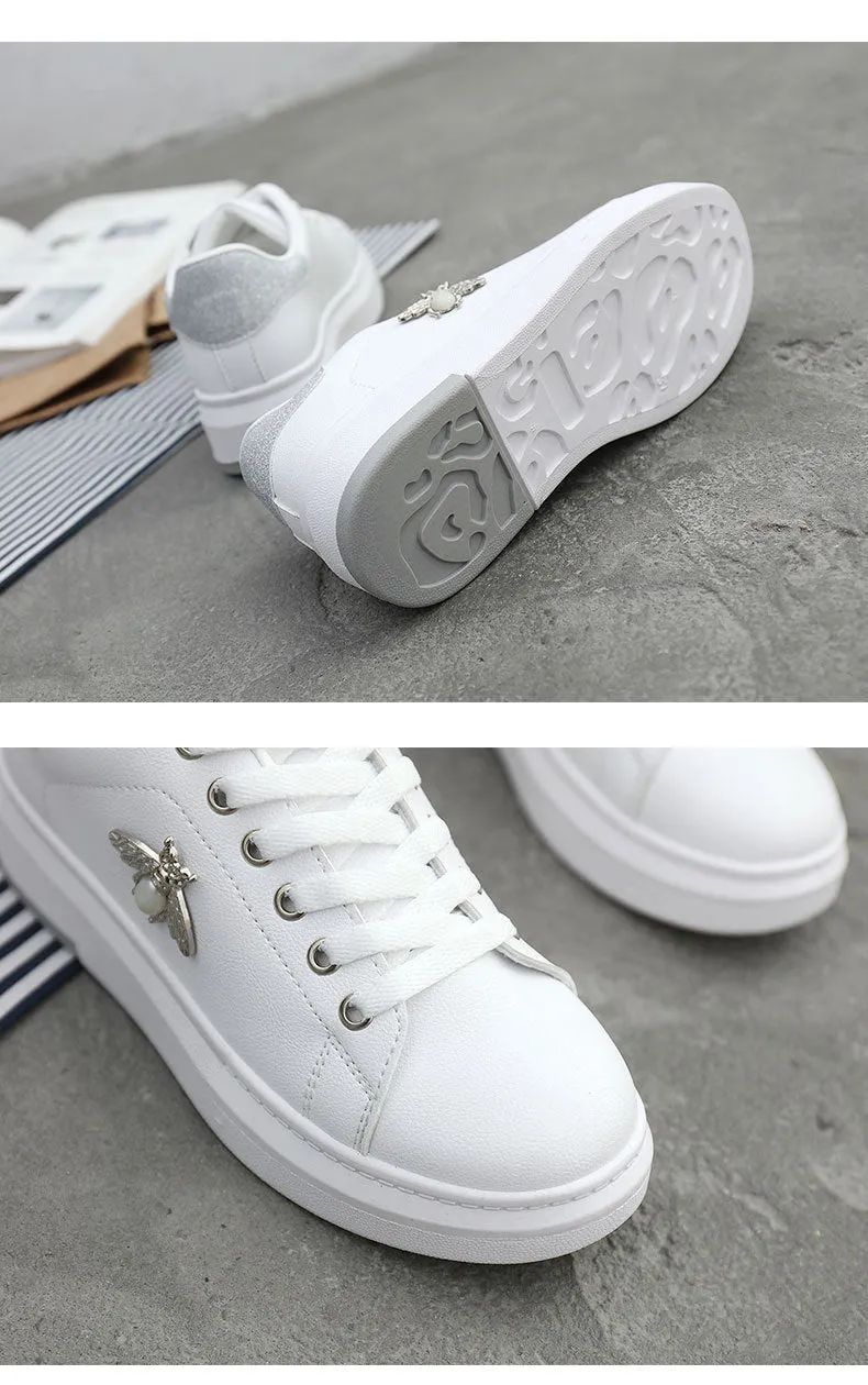 Fashion Breathable PU Leather Platform Sneakers