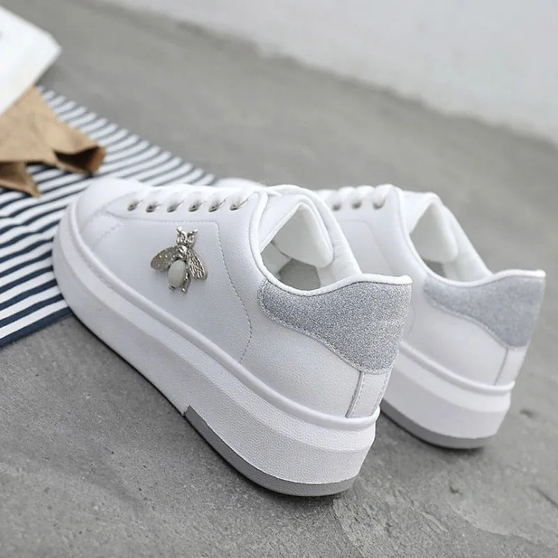 Fashion Breathable PU Leather Platform Sneakers