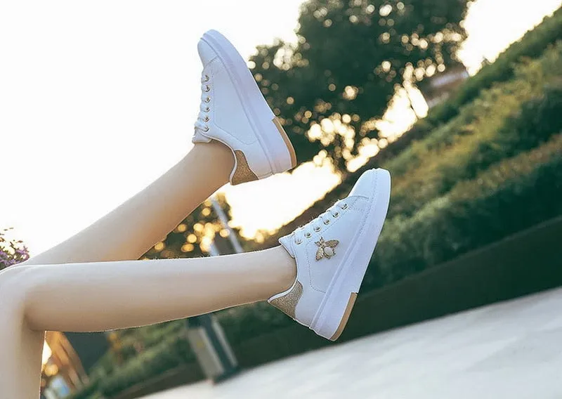 Fashion Breathable PU Leather Platform Sneakers