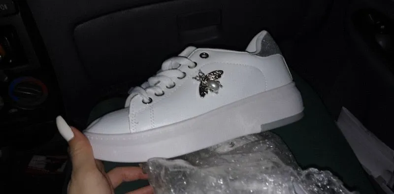 Fashion Breathable PU Leather Platform Sneakers