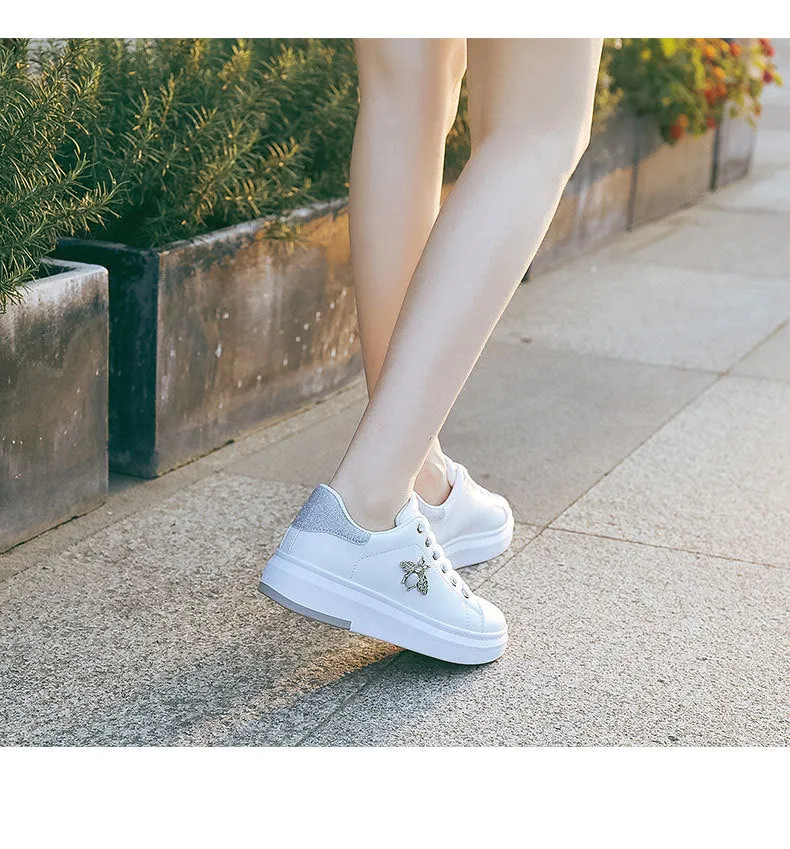 Fashion Breathable PU Leather Platform Sneakers
