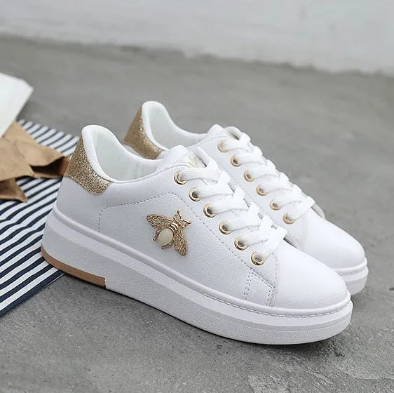 Fashion Breathable PU Leather Platform Sneakers