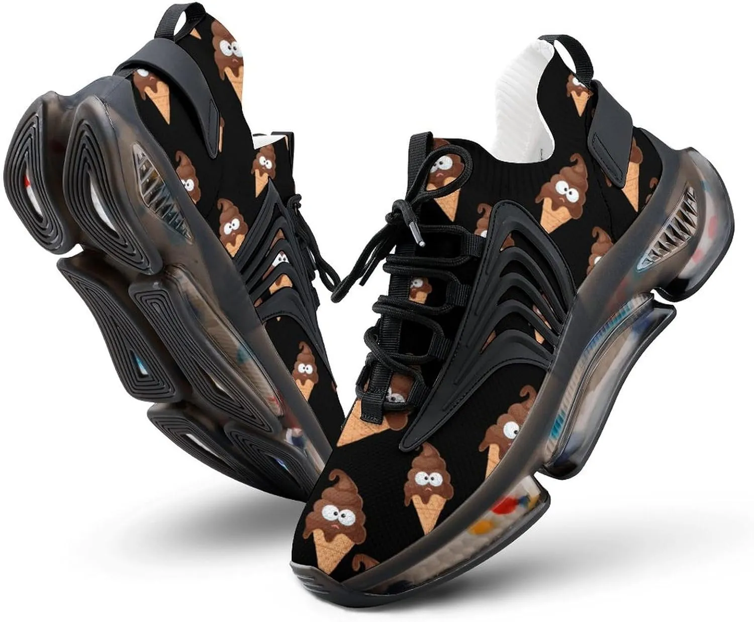 Funny Pooping Shit Ice-Cream Men's Running Shoes Lightweight Walking Shoe Breathable Sneaker