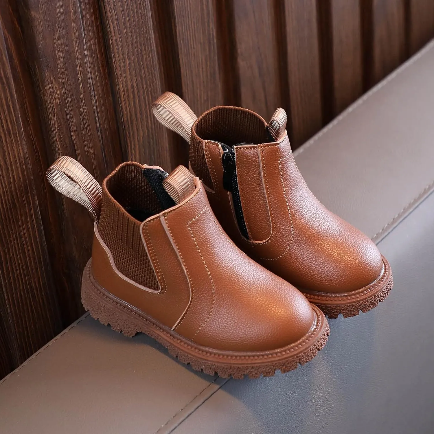 Girls Boys Children Ankle Boots Kids Low Heel Booties Fashion Side Zipper Knee Calf Boots for Toddler Girl