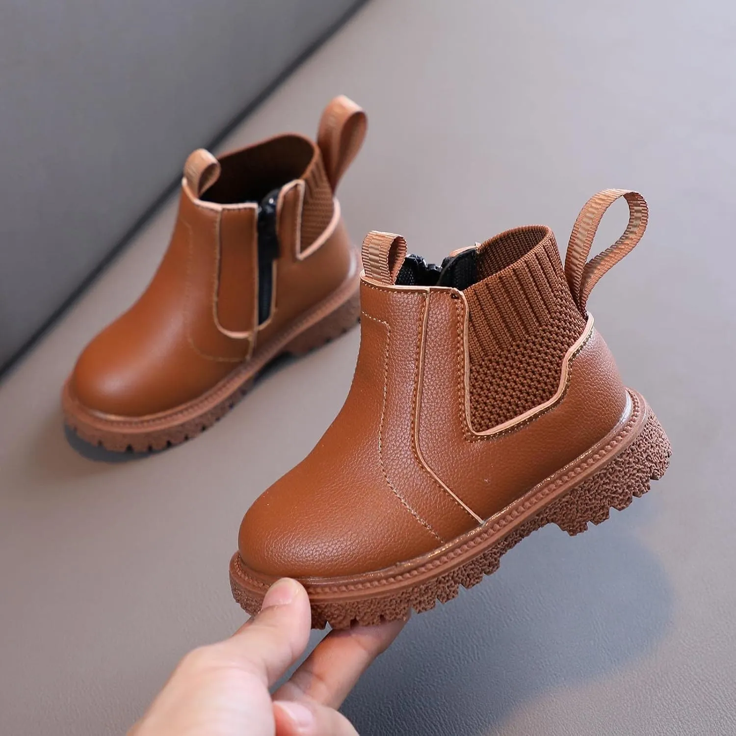 Girls Boys Children Ankle Boots Kids Low Heel Booties Fashion Side Zipper Knee Calf Boots for Toddler Girl