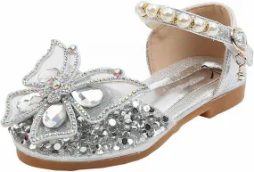 Girls 𝐂rystal Butterfly Dress Shoes 2025 Stylish Rhinestone Bridesmaids Sandals Kids Mary Jane Princess Sandal