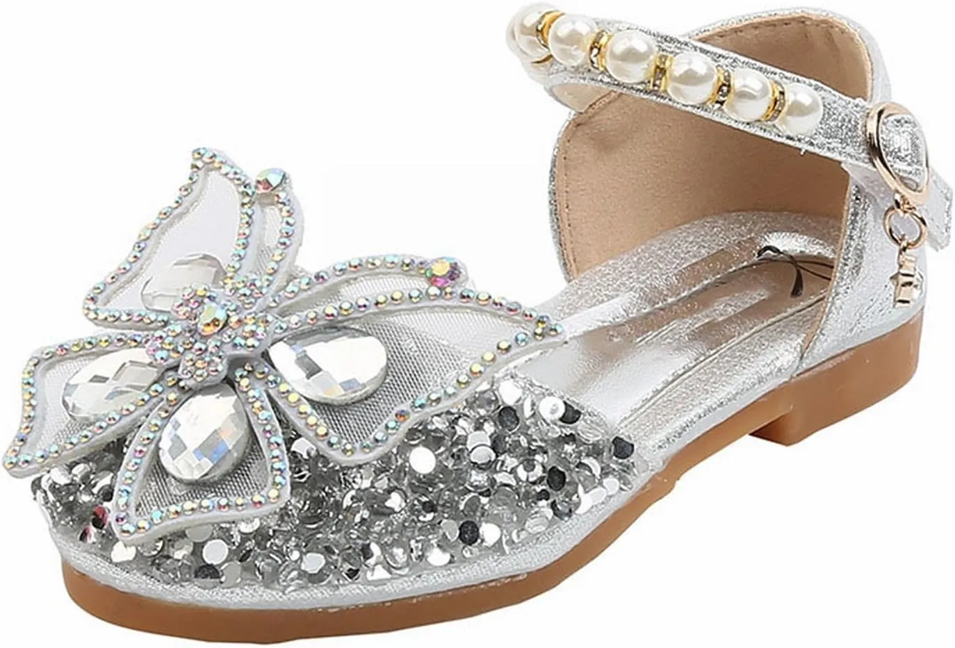 Girls 𝐂rystal Butterfly Dress Shoes 2025 Stylish Rhinestone Bridesmaids Sandals Kids Mary Jane Princess Sandal