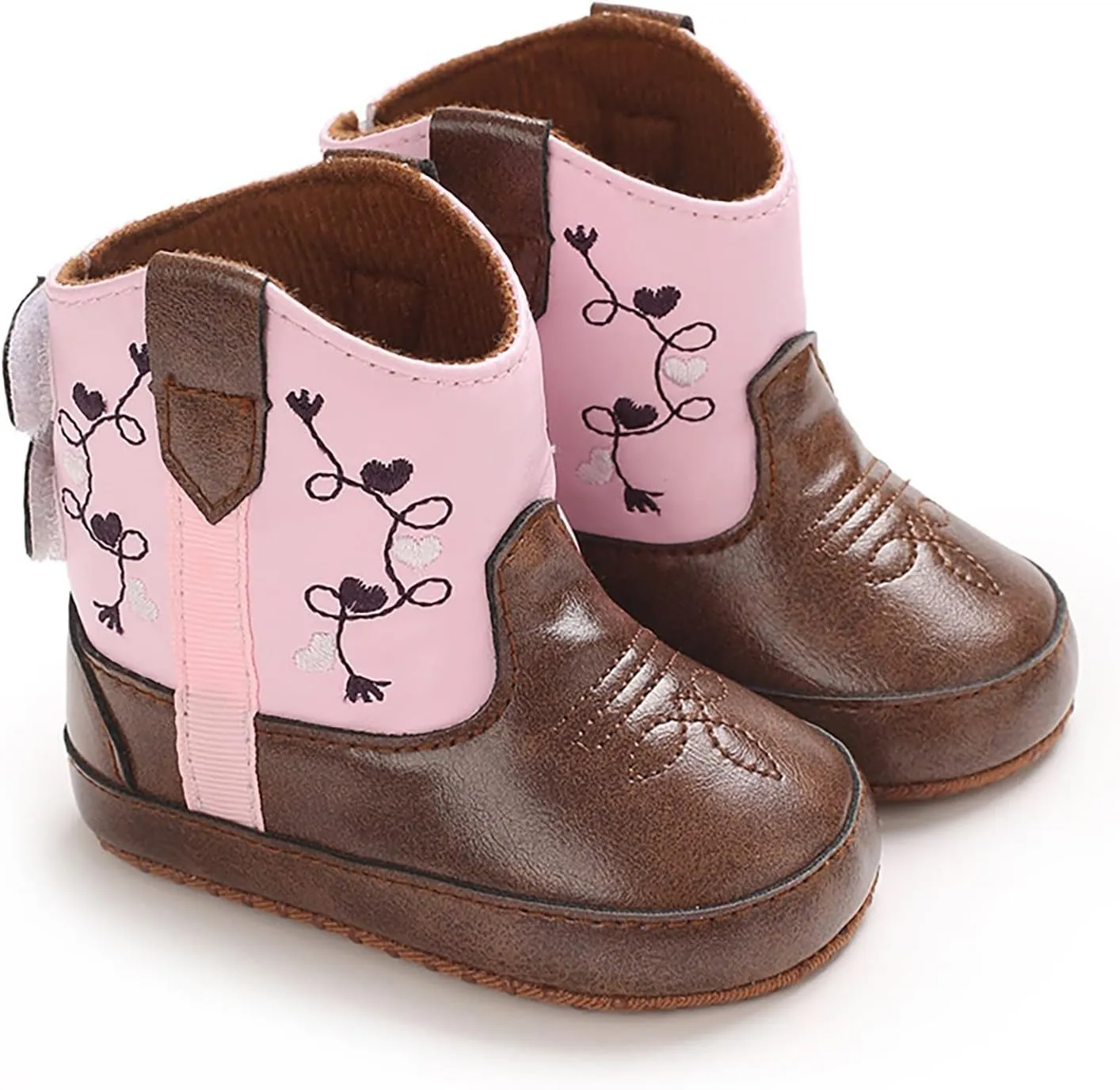 Leather Cowboy Booties Soft Sole Non Slip Shoes for Baby Infant Western Baby Girl Shoes Country Boots for Baby Boy
