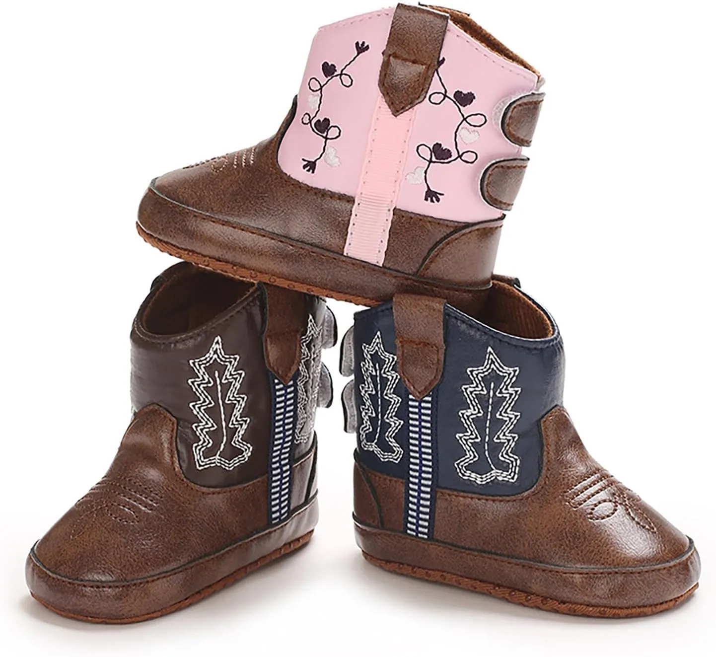 Leather Cowboy Booties Soft Sole Non Slip Shoes for Baby Infant Western Baby Girl Shoes Country Boots for Baby Boy