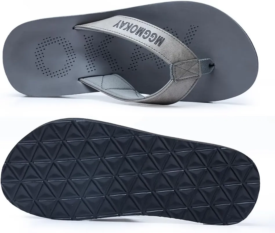 MGGMOKAY Mens Flip Flop Comfort Thong Sandals with Orthotic Arch Support