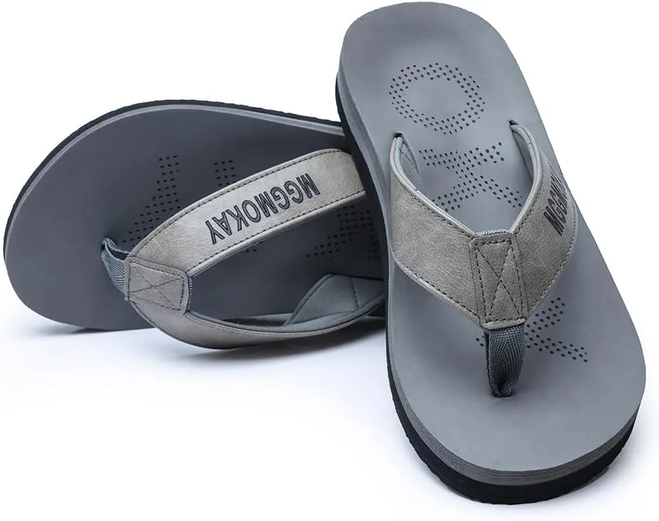 MGGMOKAY Mens Flip Flop Comfort Thong Sandals with Orthotic Arch Support