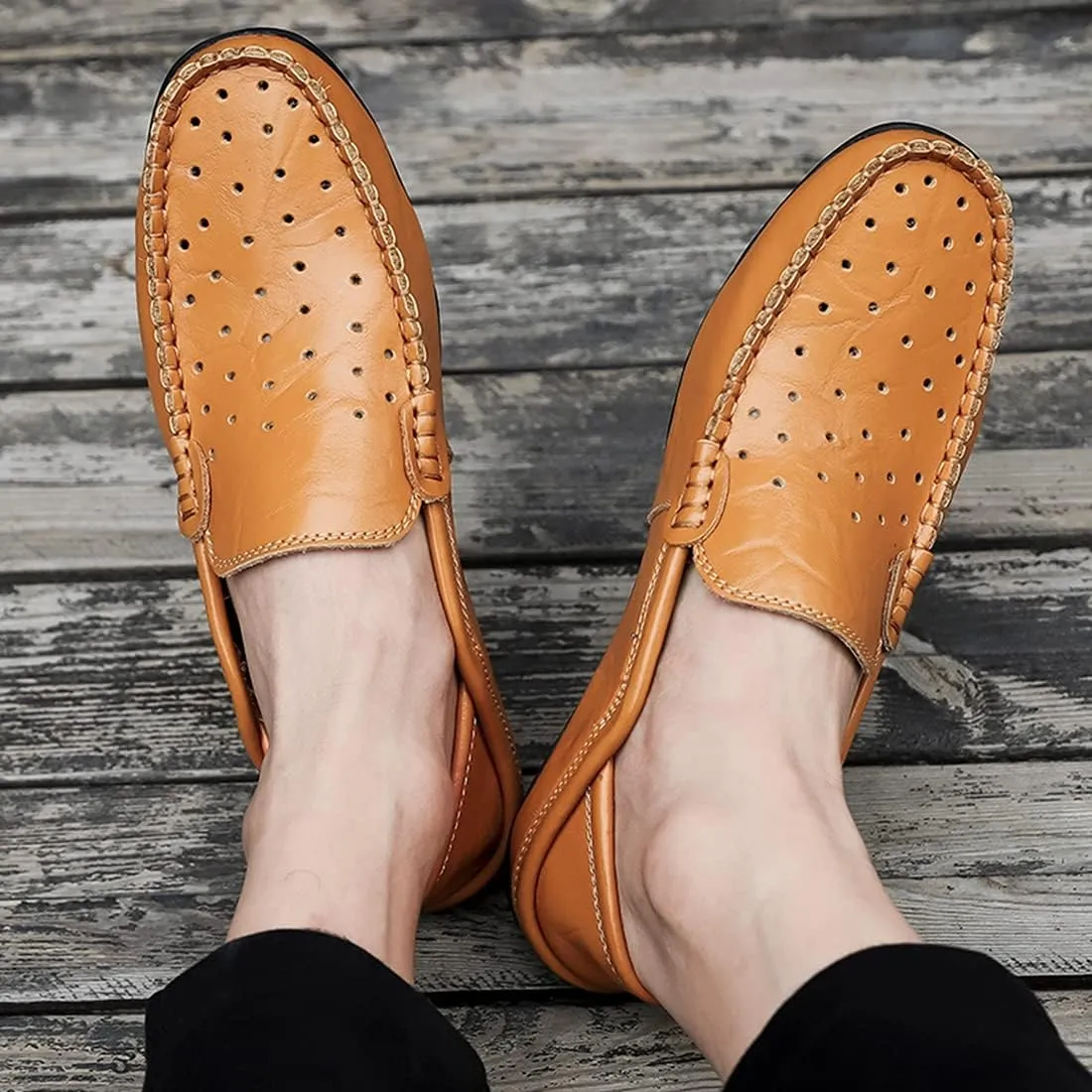 Minishion Men Loafers Shoes Breathable Summer Dress Shoes 20139#