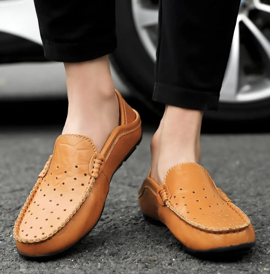 Minishion Men Loafers Shoes Breathable Summer Dress Shoes 20139#