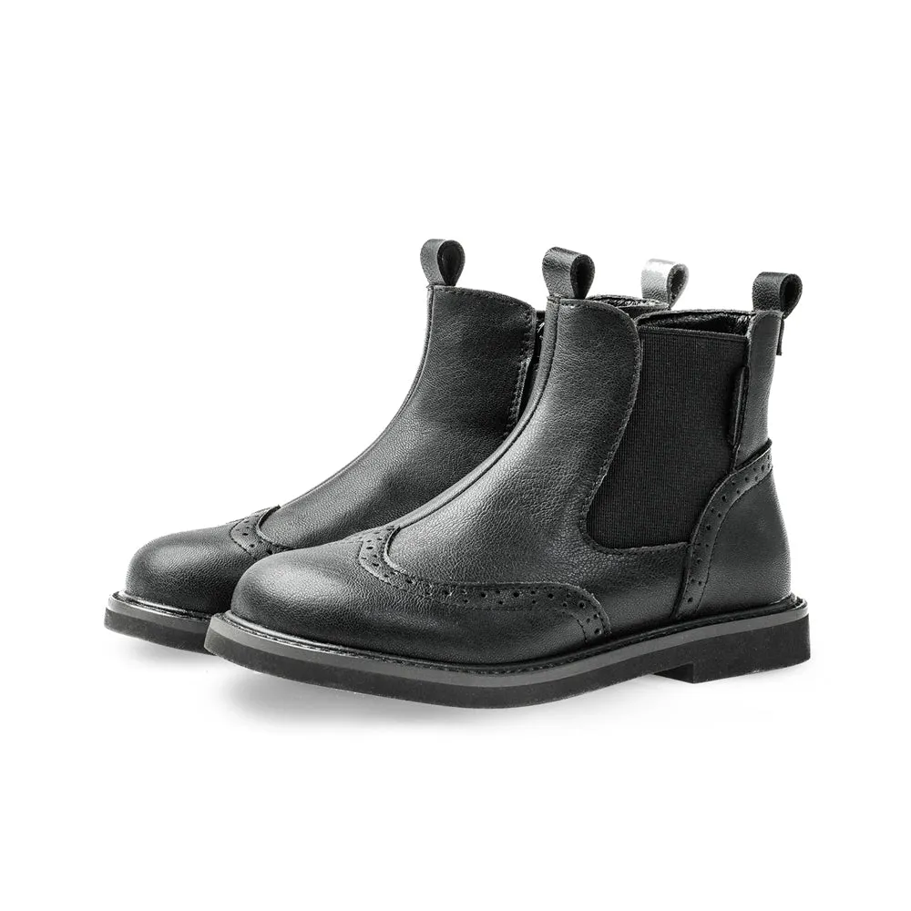Outdoor Adventurer Kids Black Leather Boots