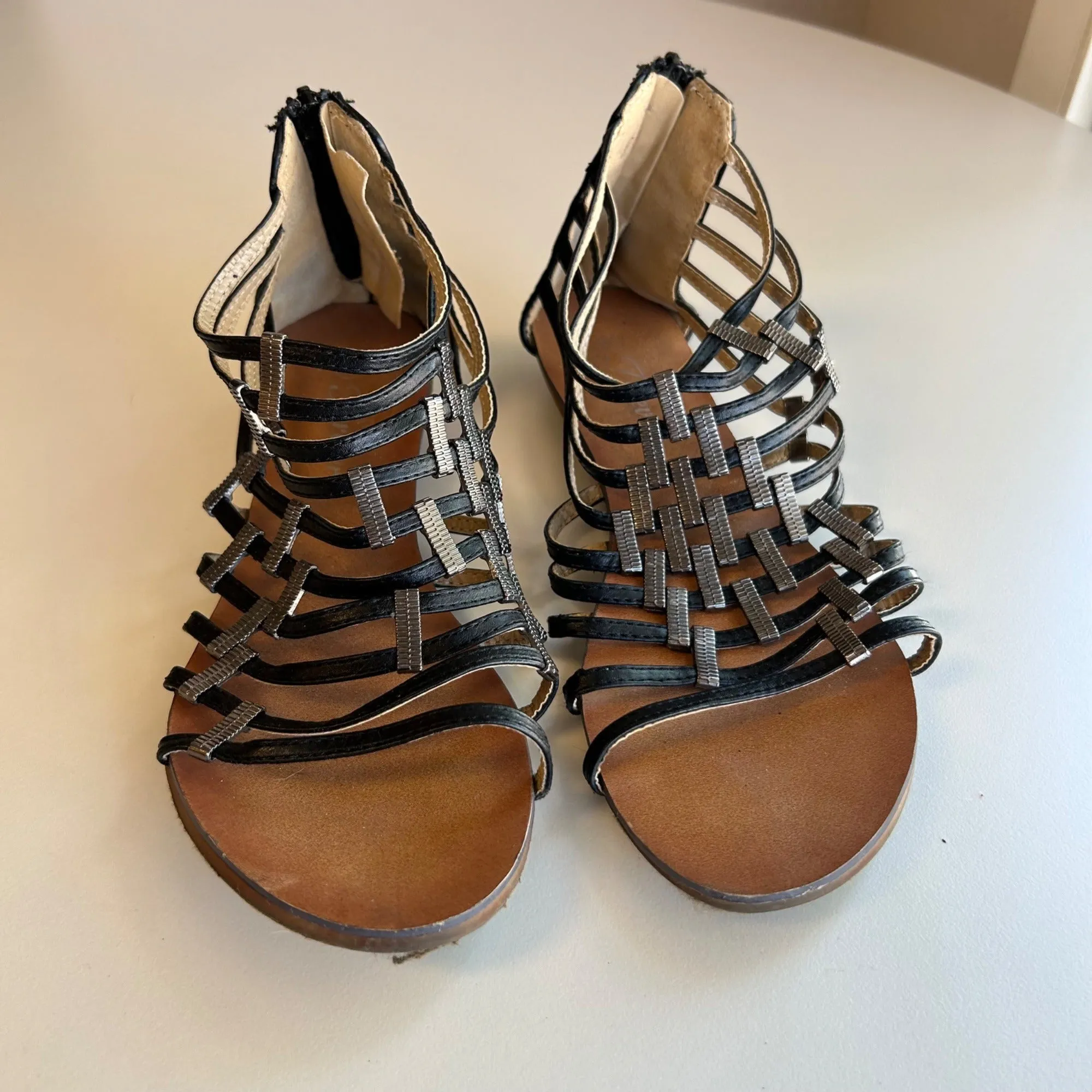Strappy Gladiator Sandals With Zipper Closure By Forever Women's Size 6.5