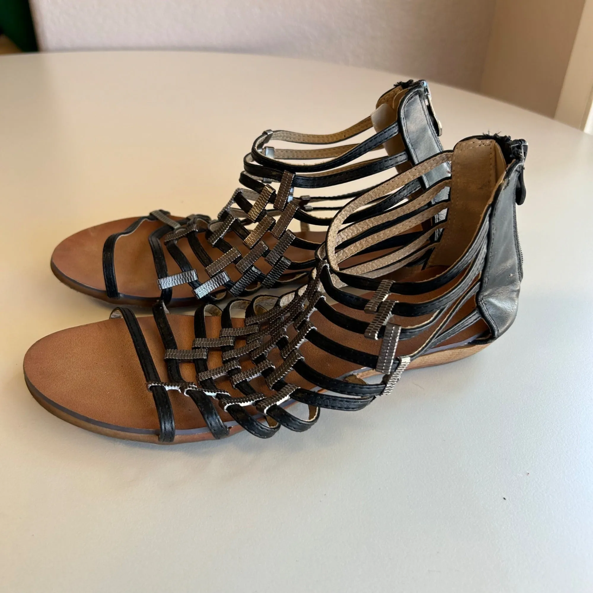 Strappy Gladiator Sandals With Zipper Closure By Forever Women's Size 6.5