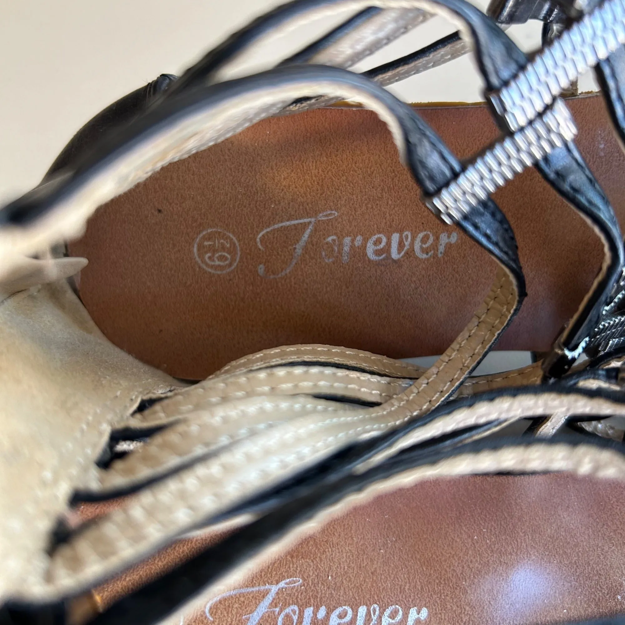 Strappy Gladiator Sandals With Zipper Closure By Forever Women's Size 6.5
