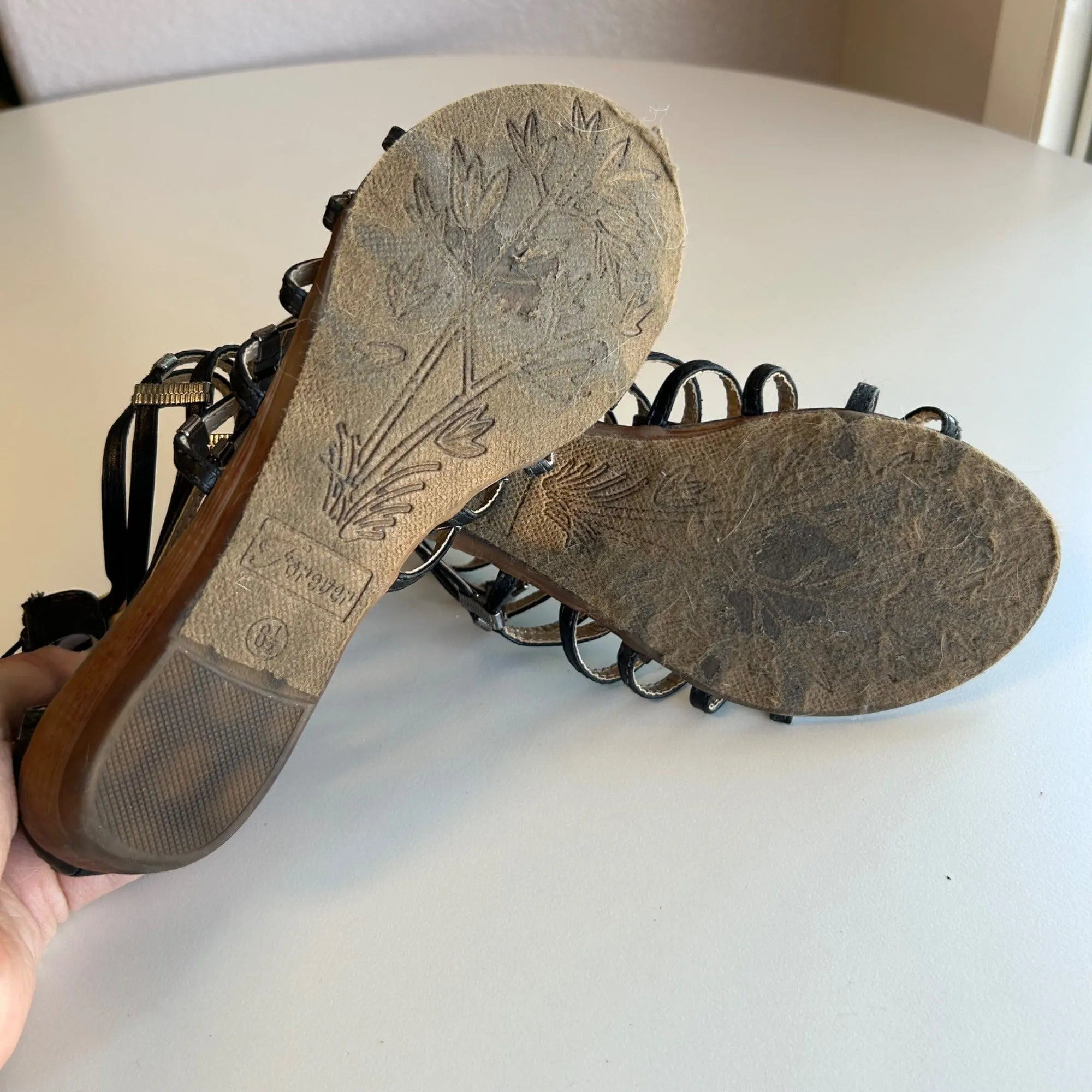 Strappy Gladiator Sandals With Zipper Closure By Forever Women's Size 6.5
