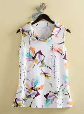 Sunlit Script Dobby Cowl-Neck Tank