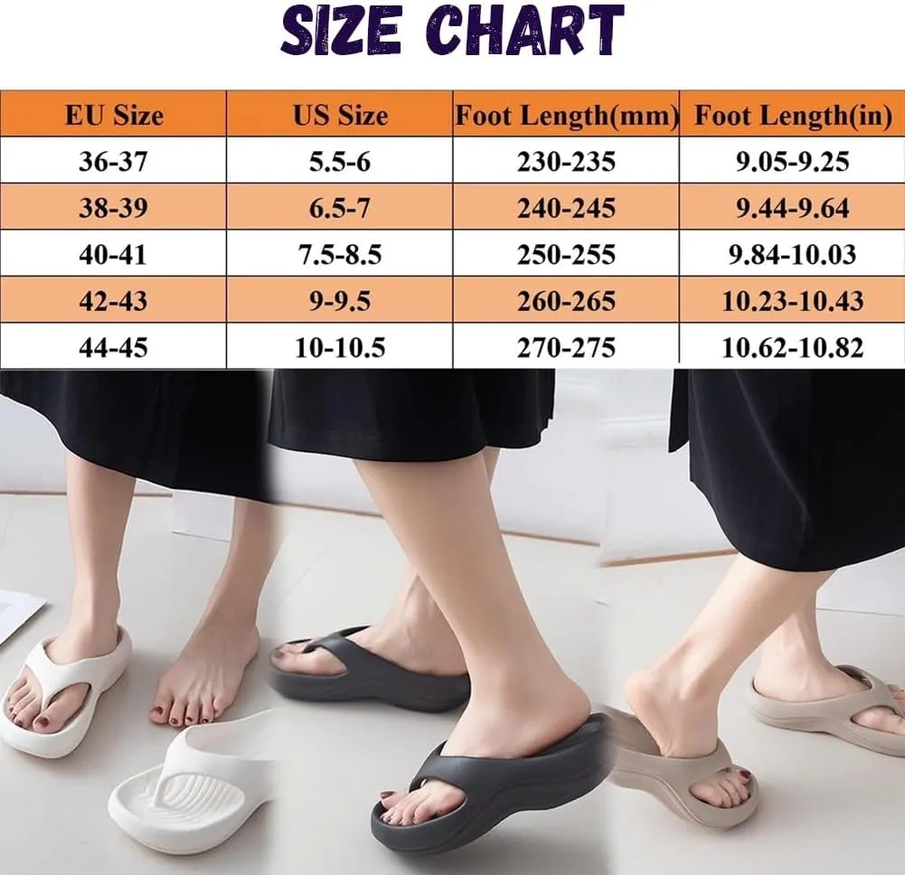 Support Flip Flops, Soft Summer Non-Slip Beach Shoes, Comfort Lightweight Walking Platform Beach Slippers