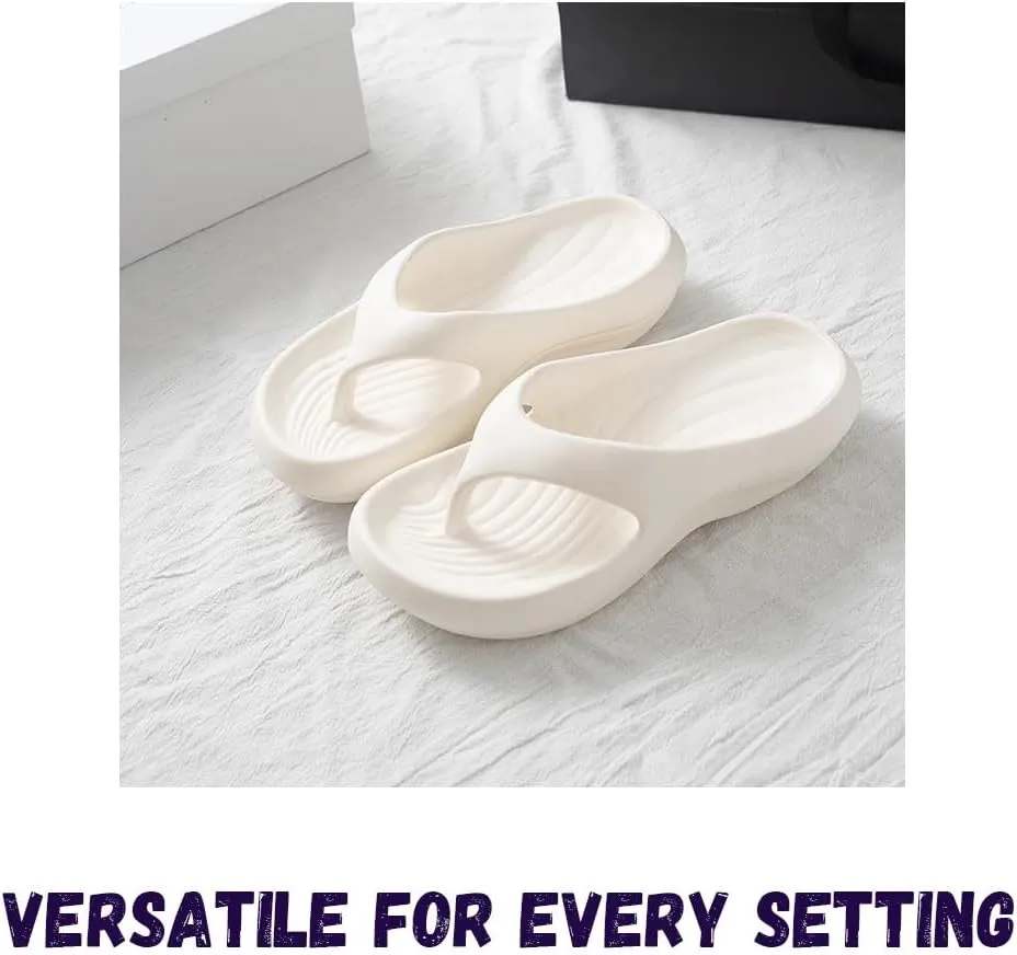 Support Flip Flops, Soft Summer Non-Slip Beach Shoes, Comfort Lightweight Walking Platform Beach Slippers