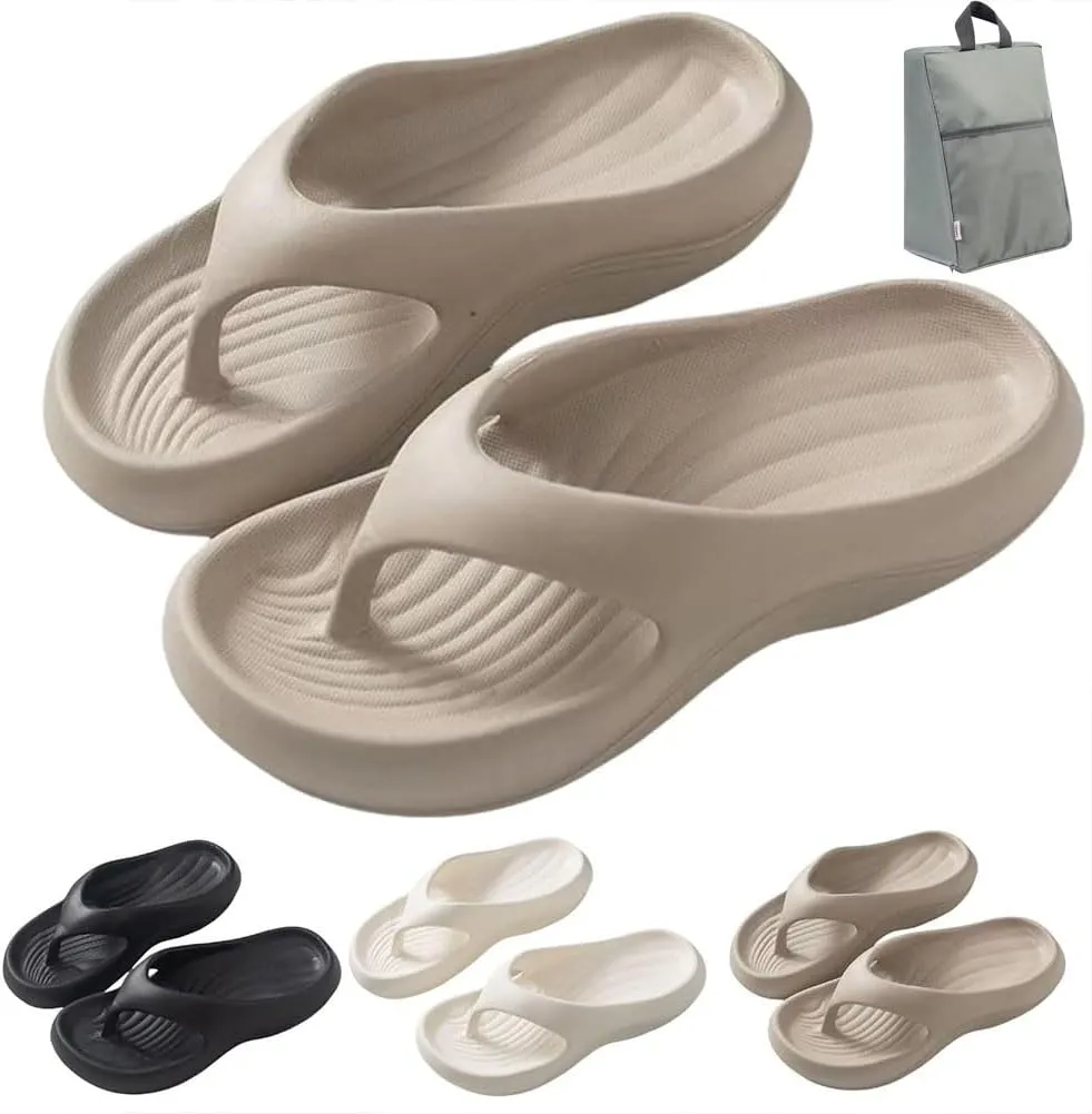 Support Flip Flops, Soft Summer Non-Slip Beach Shoes, Comfort Lightweight Walking Platform Beach Slippers