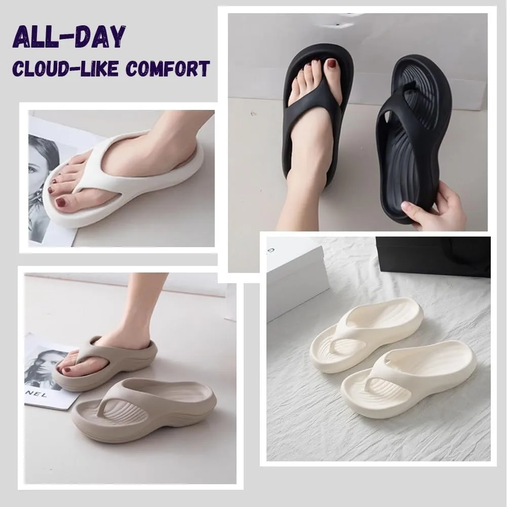 Support Flip Flops, Soft Summer Non-Slip Beach Shoes, Comfort Lightweight Walking Platform Beach Slippers