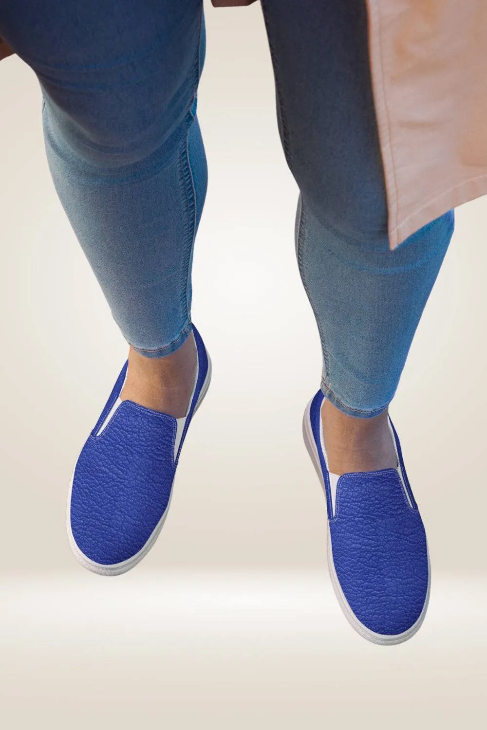TGC Boutique Leather Print Slip On Blue Canvas Shoes