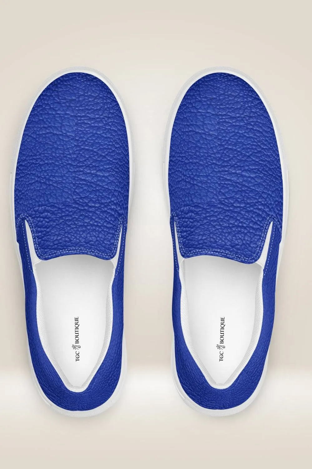 TGC Boutique Leather Print Slip On Blue Canvas Shoes