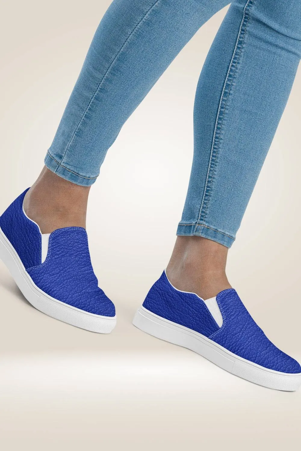 TGC Boutique Leather Print Slip On Blue Canvas Shoes
