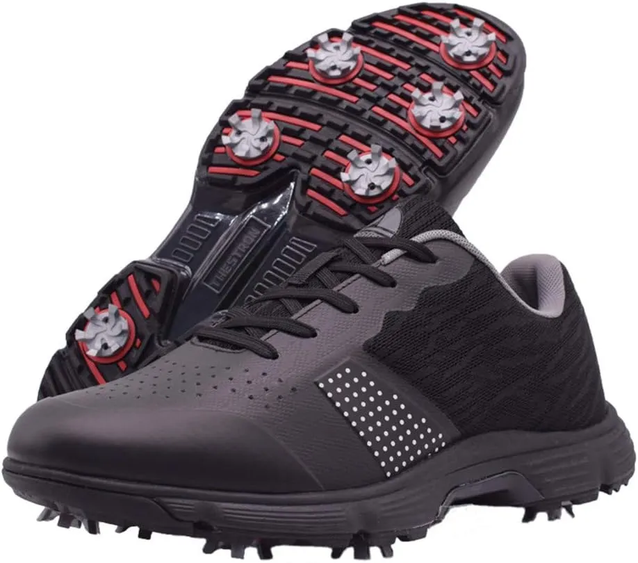 THESTRON Men Golf Shoes Mesh Breathable Breathable Golf Walking Sport Sneakers 7 Spikes Golf Trainers …