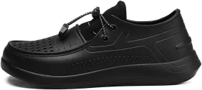 Unisex Perforated Water Shoes, Slip-On Comfort Loafers, Black