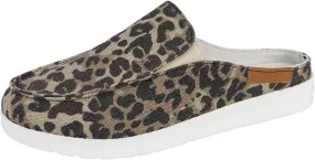 Women Canvas Slip On Lightweight Mule Sneaker Summer Fashion Open Back Flats, Closed Round Toe Low Top Loafer Casual Comfort Walking Sandals