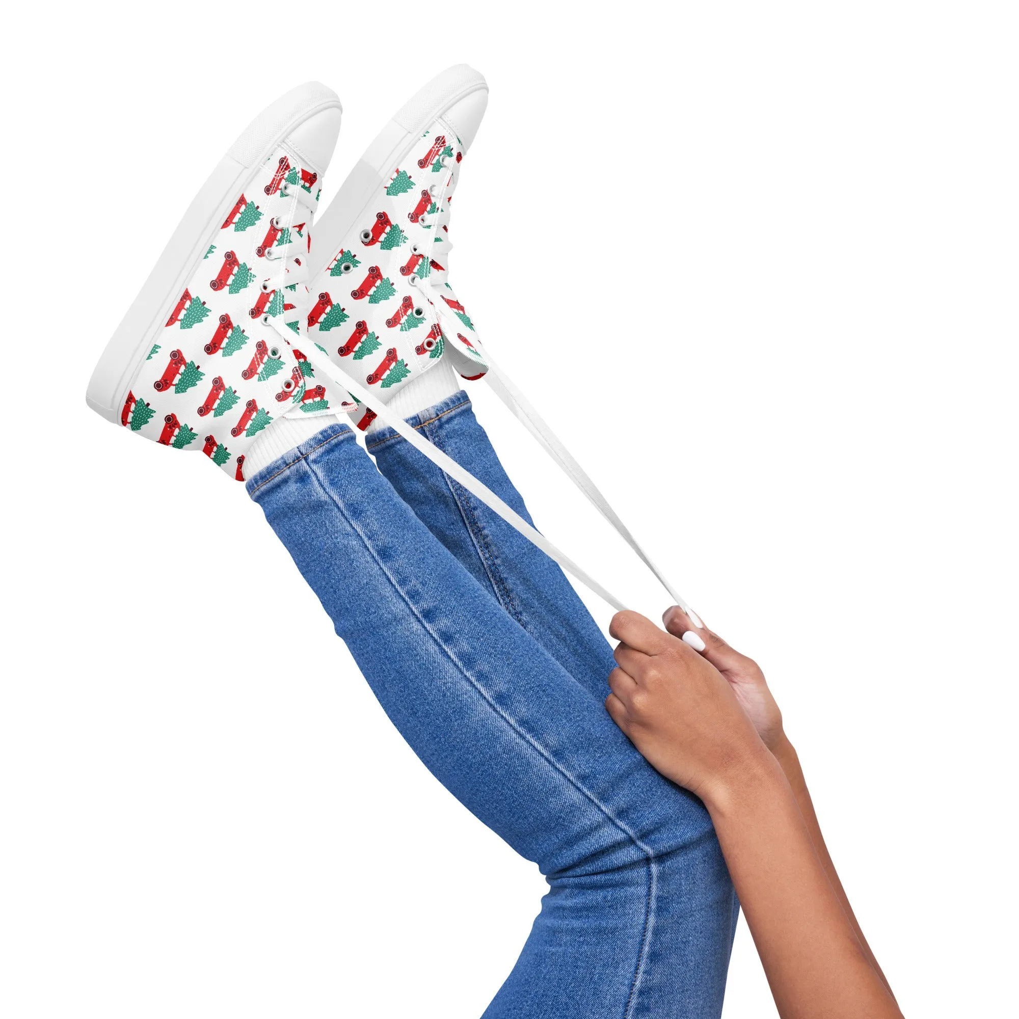 Women Christmas High Top Canvas Shoes (Glamourange Holiday Magic Canvas Shoes For Women - 0018)