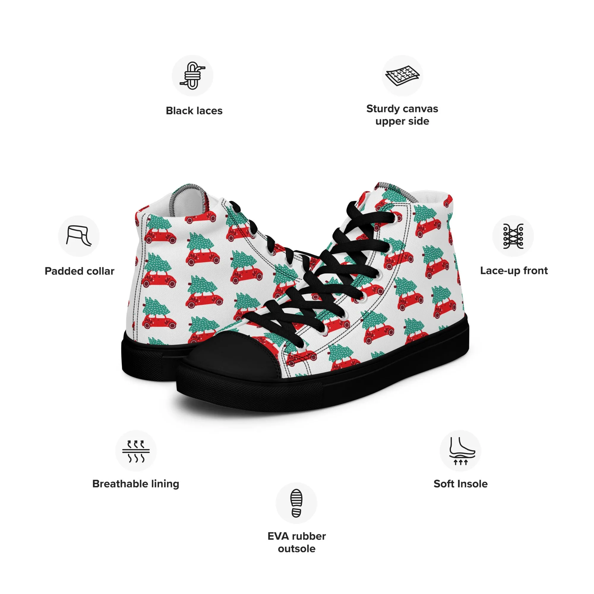Women Christmas High Top Canvas Shoes (Glamourange Holiday Magic Canvas Shoes For Women - 0018)