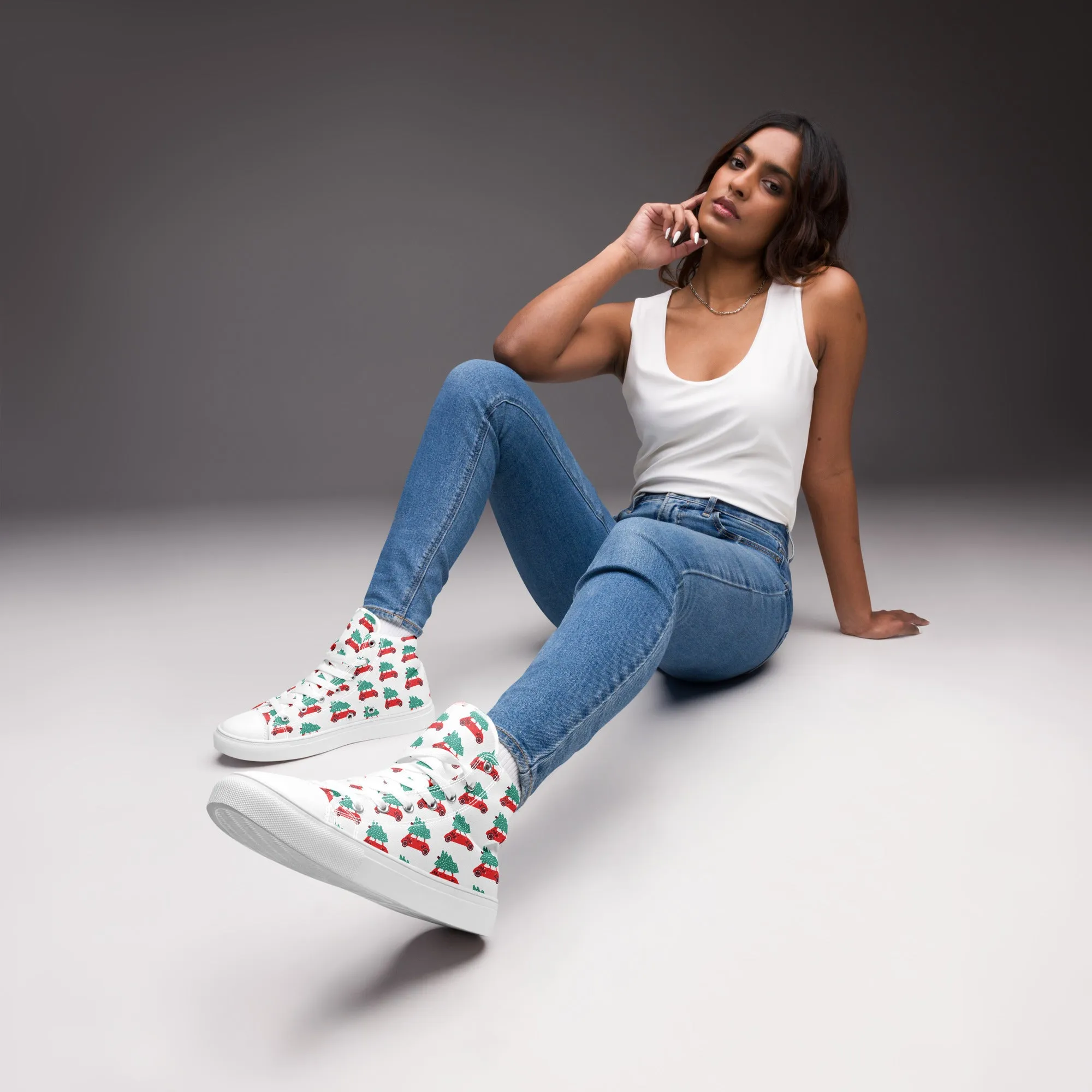 Women Christmas High Top Canvas Shoes (Glamourange Holiday Magic Canvas Shoes For Women - 0018)