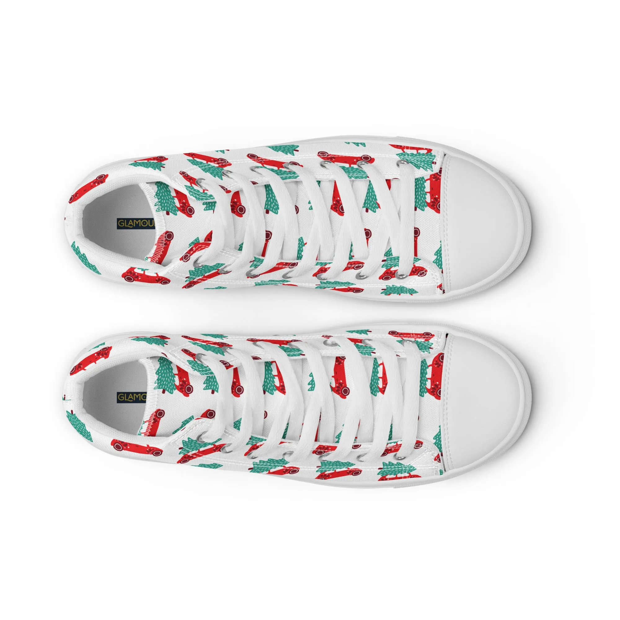 Women Christmas High Top Canvas Shoes (Glamourange Holiday Magic Canvas Shoes For Women - 0018)