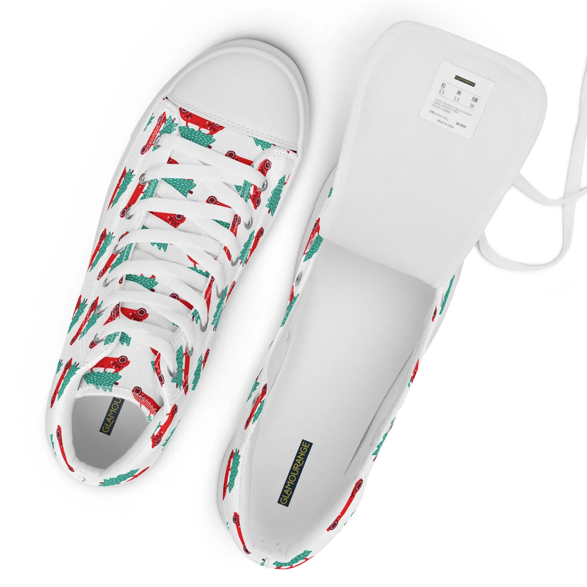 Women Christmas High Top Canvas Shoes (Glamourange Holiday Magic Canvas Shoes For Women - 0018)