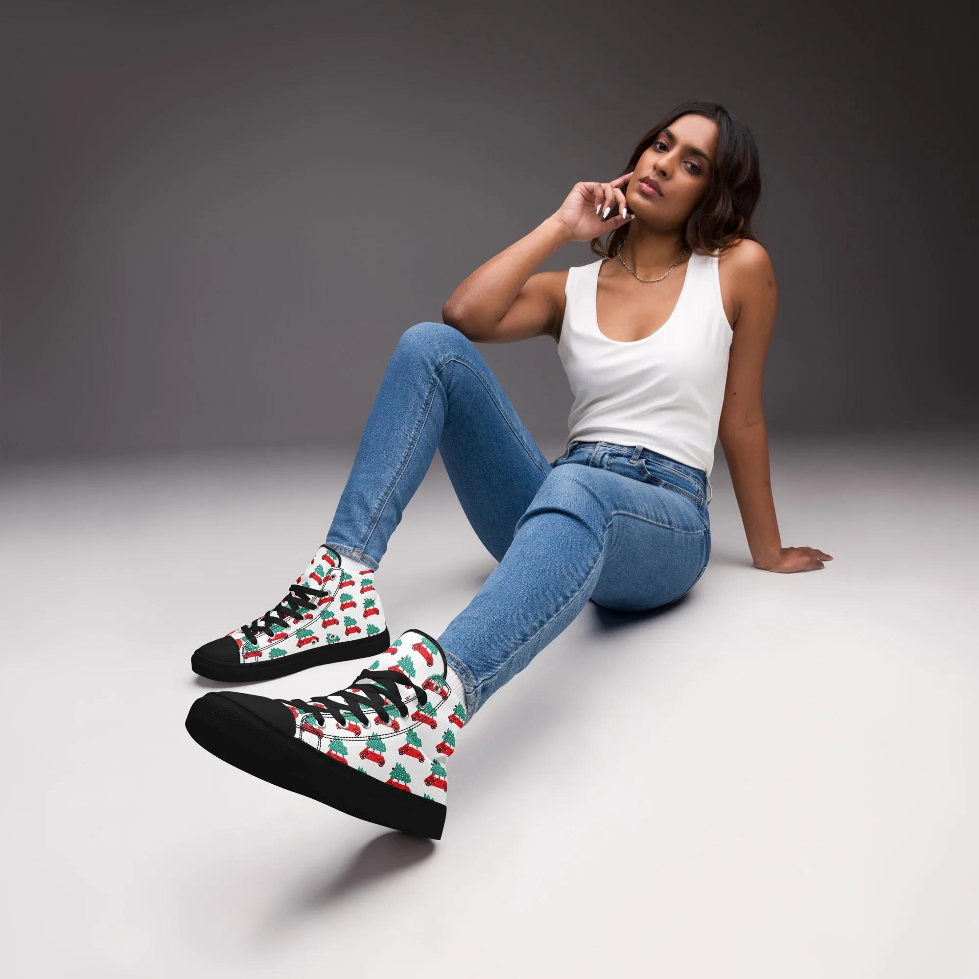 Women Christmas High Top Canvas Shoes (Glamourange Holiday Magic Canvas Shoes For Women - 0018)