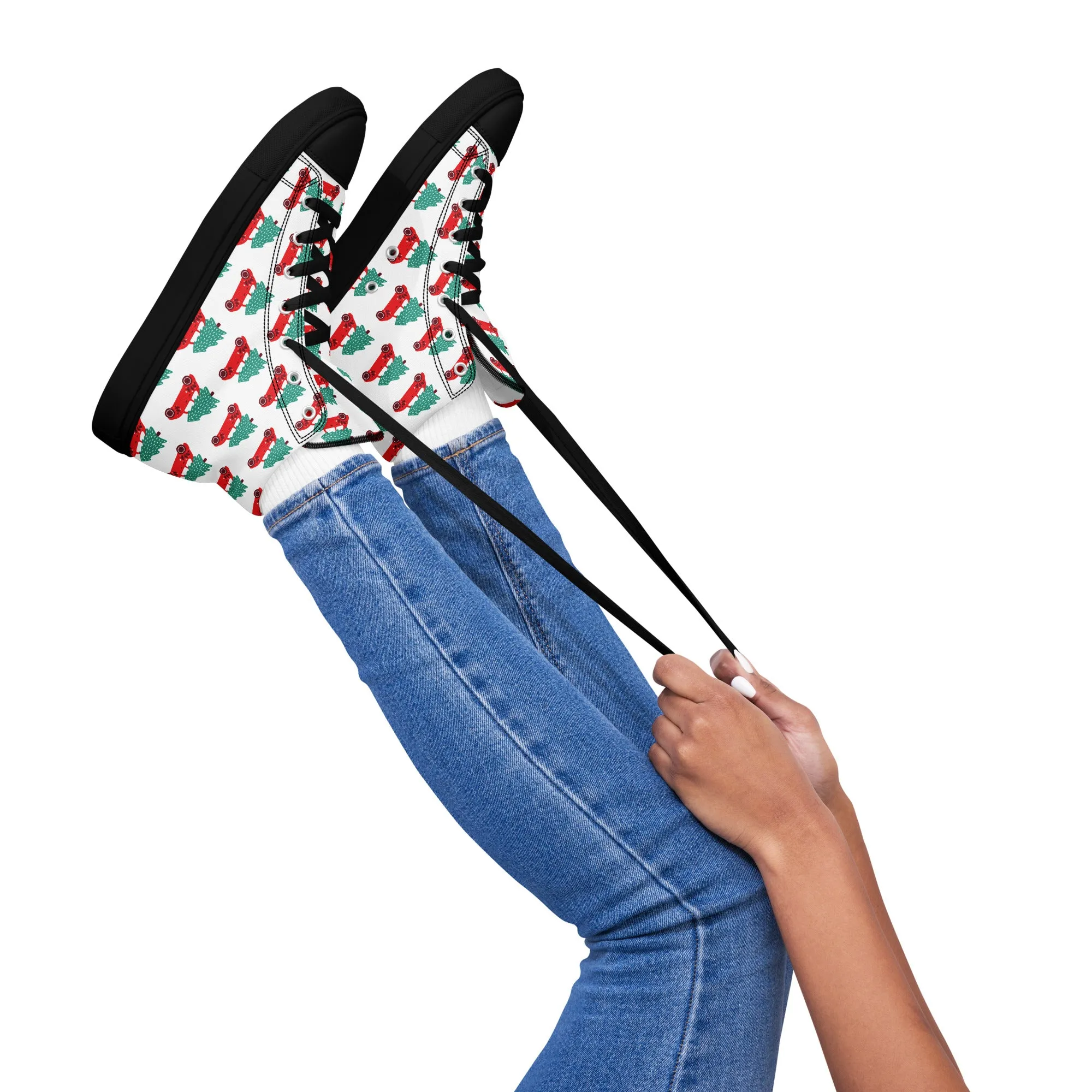 Women Christmas High Top Canvas Shoes (Glamourange Holiday Magic Canvas Shoes For Women - 0018)