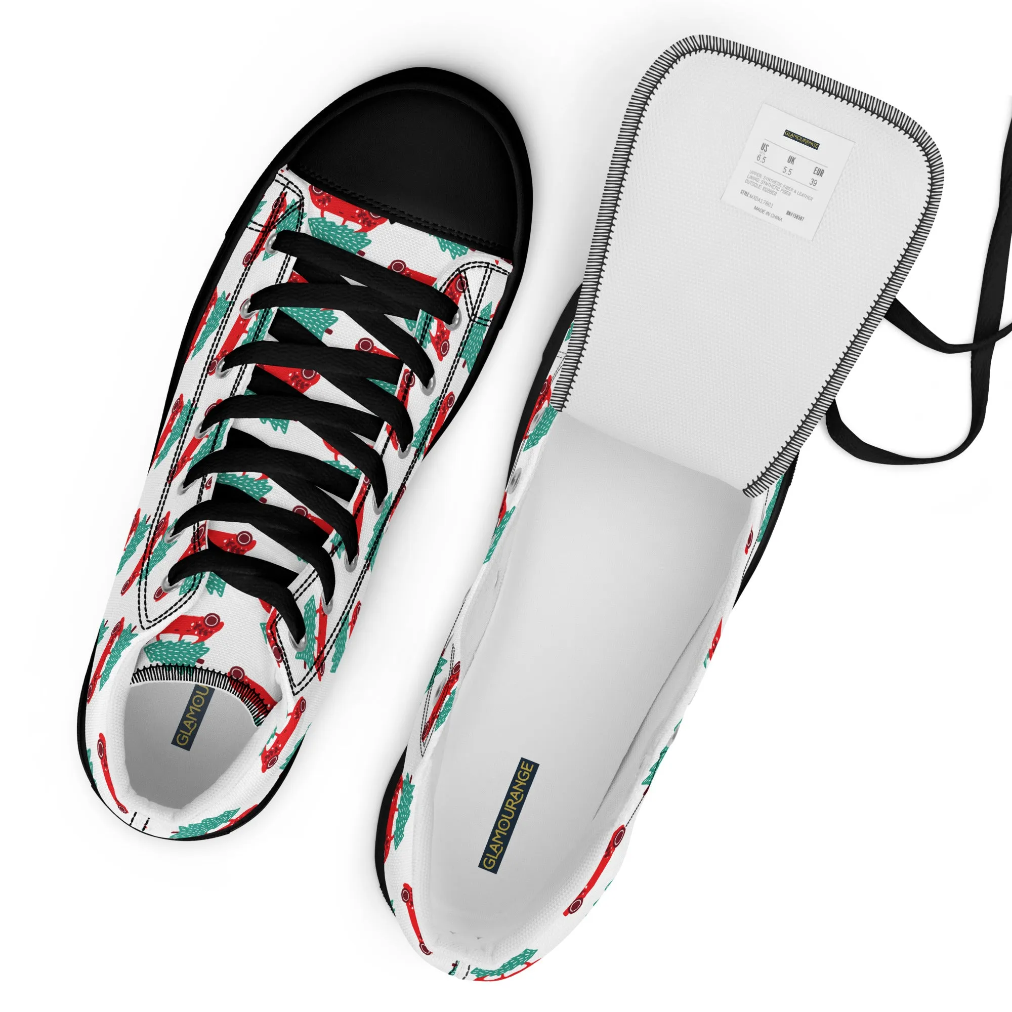 Women Christmas High Top Canvas Shoes (Glamourange Holiday Magic Canvas Shoes For Women - 0018)