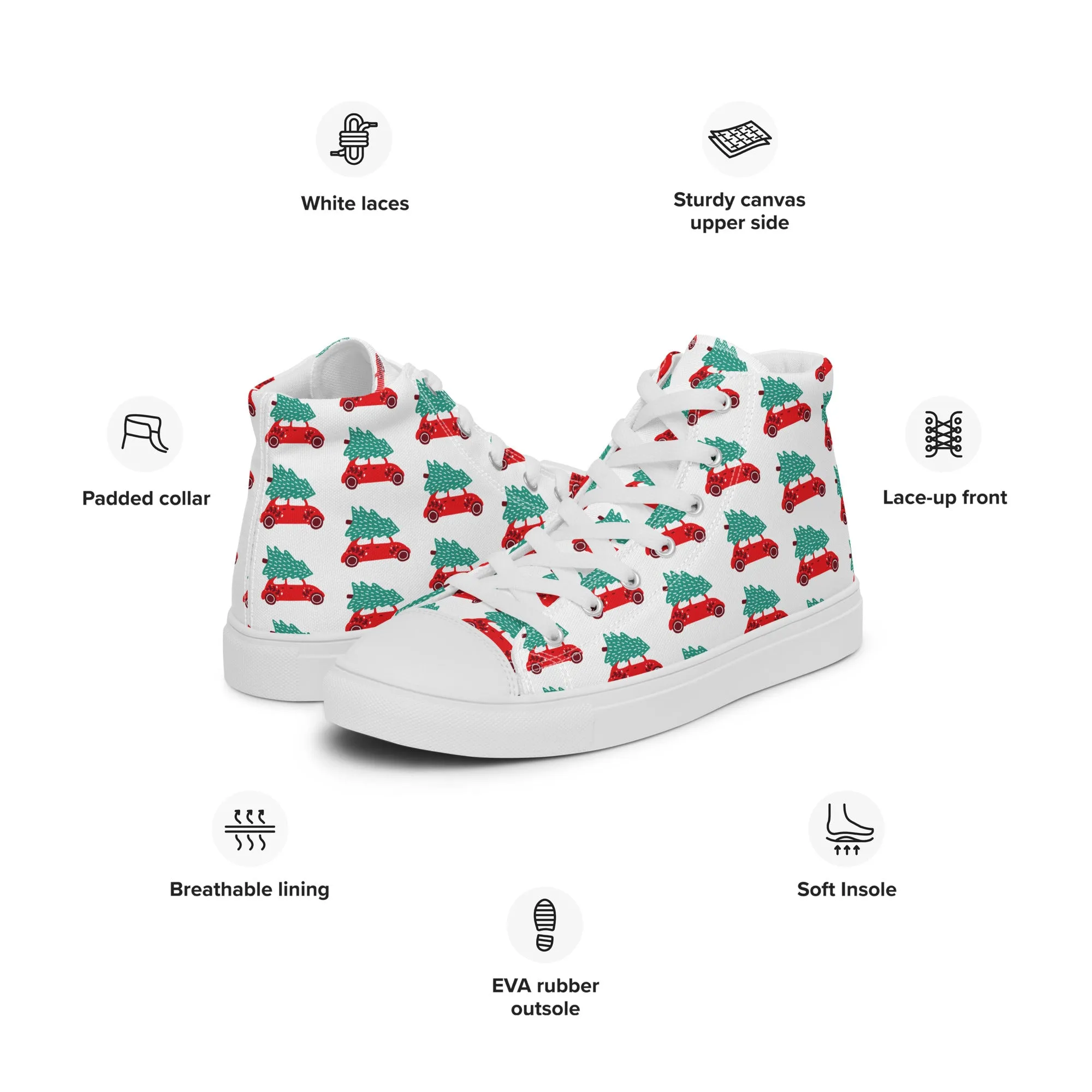 Women Christmas High Top Canvas Shoes (Glamourange Holiday Magic Canvas Shoes For Women - 0018)