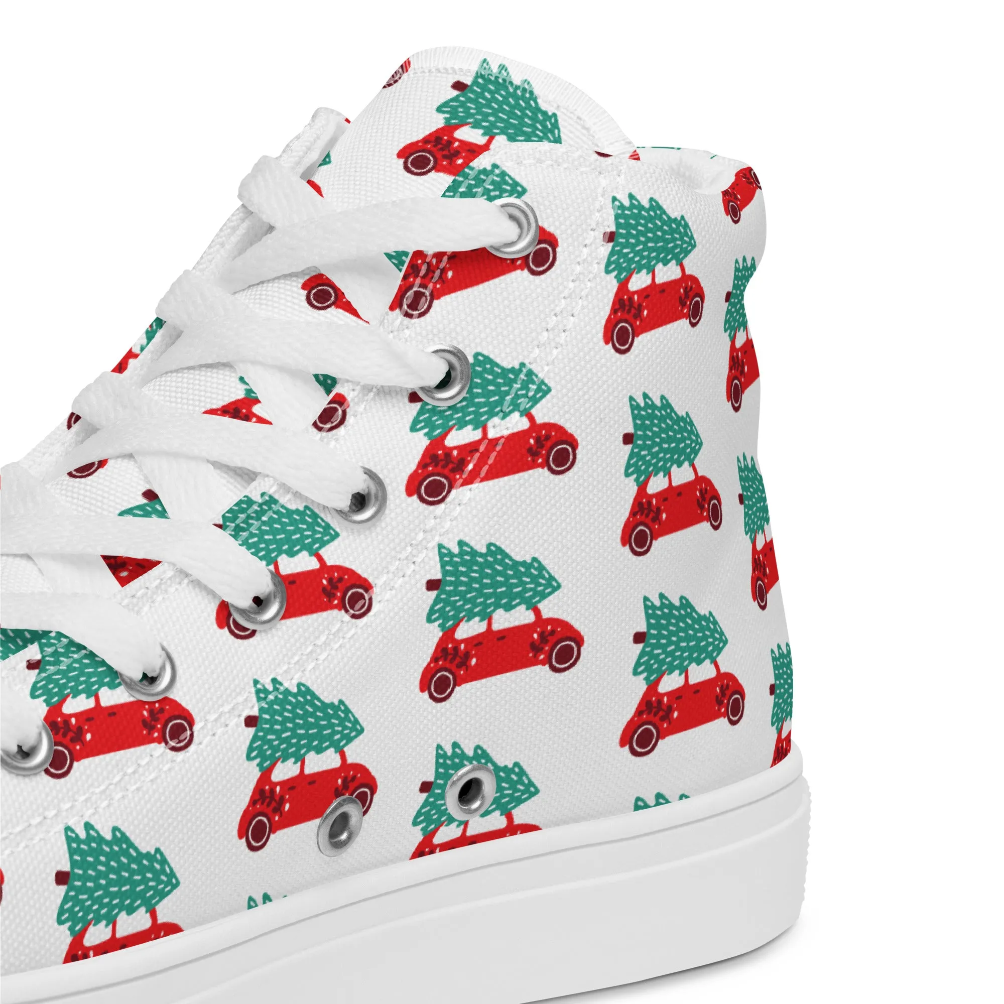 Women Christmas High Top Canvas Shoes (Glamourange Holiday Magic Canvas Shoes For Women - 0018)